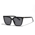 Modische quadratische schwarze Übergroße Sonnenbrille mit dunkelgrauen Gläsern - Glänzend Schwarz/Graue Linse