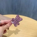 Fermaglio per capelli a forma di orsetto rosa scintillante con strass per bambine - 1 pezzo / Viola