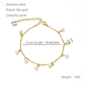 18K vergoldetes Edelstahlarmband mit bunten 8mm und 6mm Perlen für Damen stilvoll - 19.5+6.5cm / Gold