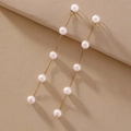 Boucles d'oreilles pendantes dorées avec perles blanches et chaîne à pampilles - Tige en Argent Boucles d'Oreilles Perles Dorées à Deux Façons