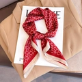 Elegant red satin square scarf featuring a classic white pattern with beige border detail - 70*70cm / CC Red