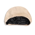 Beige and black double-layer satin sleep cap with high elasticity for hair protection - One Size / Base Cap / Beige