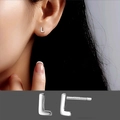 Minimalist S925 sterling silver initial L stud earring for women in polished finish - Letter L/Pair