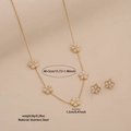 Détails de l'ensemble collier floral doré en acier inoxydable avec dimensions et poids - 3# Ensemble Collier Boucles d'Oreilles Fleur
