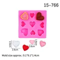 Roze siliconen hartvorm voor chocolade met 9 holtes, maten 9,1x9,1x1,4cm - Stijl 2 (15-766) / Roze