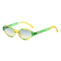 Vintage oval sunglasses with yellow-green translucent frames and gradient lenses - Yellow Green Frame Blue Yellow Lens
