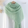 Sciarpa da donna verde chiaro in cotone e lino stropicciato su appendino 100# - Verde Chiaro (100)