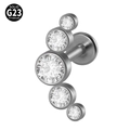 G23 titanium labret with five graduated round cubic zirconia in a curved arc design - G23 Titanium 1.2*6mm / Style 19-White Zirconia