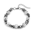 Beaded bracelet featuring dark hematite stones and ice-cracked clear glass beads - Grey Hematite and Ice-Crack Glass Beads