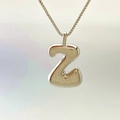 Balloon style letter Z pendant necklace in polished silver finish for women - Letter Z / Silver