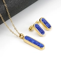 Elegantes Set aus vergoldetem Edelstahl mit blauen Kristall-Rechteckanhängern - Blau