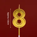 Golden metallic number 8 birthday cake candle with support stick, 4.8cm height - New Number Candle 8