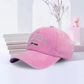 Detail of pink washed cotton baseball cap with California West Coast embroidery - Adjustable / Pink