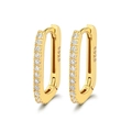 Elegant 18K gold plated S925 sterling silver rectangular hoop earrings with zircons - 925 Silver / Gold
