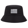 Bob en coton noir avec broderie drapeau américain blanc pour le sport et l'extérieur - Taille unique / Noir