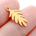 Delicate gold hollow leaf pendant made of stainless steel for DIY earring crafting - DY741 Leaf / Gold