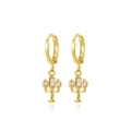 Golden chandelier earrings with sparkling white zircon stones in animal motif - Candlestick Style (Style 23)