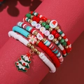 5-piece Christmas clay bead bracelet set with HOLLY letters and festive charms - Sy0313-1