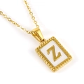 18K gold plated stainless steel necklace with shell inlay and golden letter Z pendant - Letter Z (Includes Chain)