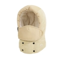 Beige winter balaclava hat with corduroy texture, fleece lining and sport logo - Beige