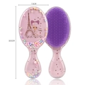 Pink cartoon air cushion hairbrush for kids featuring colorful beads and purple bristles - 03-Beauty Tower Purple