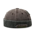 Vintage miki hat with dark brown crown and olive green rolled brim for a stylish look - Adjustable / Coffee Hat with Green Edge
