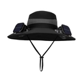 Chapeau de soleil noir à double ventilateur solaire avec large bord et maille aérée - Noir (12cm Large Bord Double Ventilateur)