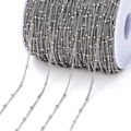 Silver stainless steel bead link chain roll for DIY jewelry making and crafting projects - Steel Color Beaded Saturn Chain 1.8mm