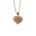 Collana con ciondolo a cuore dorato e pietre di zirconia arancione micro-pave - Oro con Rosso Arancio