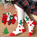 Red and green Christmas crew socks with reindeer and Santa patterns for kids - S (1-3 Years) / Christmas Socks Set C-5 Pairs