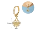 Golden stainless steel heart pendant hoop earrings with zircon accents, 11mm width - Solid Heart