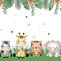 Jungle zoo theme party tablecloth featuring cute cartoon zebra giraffe tiger and elephant - Tablecloth 108*180cm