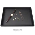Black PU leather rectangular jewelry tray for displaying necklaces and watches - Empty Tray