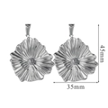 Vista dettagliata degli orecchini a petalo d'argento con dimensioni di 45mm per 35mm - Argento-Girasole S1