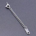 Silver stainless steel necklace extender chain with lobster clasp and S.STEEL tag - S1650 Oval Tag With Clasp / Silver