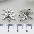 Silver sun charm pendants for DIY jewelry with swirl pattern and 2.3cm scale - Sun Pendant 16x19mm