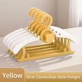 Thickened stackable yellow bear cartoon hangers for children with space-saving design - Yellow (Thickened)