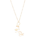 Gouden omwikkelde witte acryl maan hanger ketting met ster en hart details - Ins Stijl Omwikkelde Maansikkel Ketting A-1342