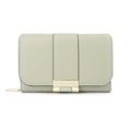 Cartera corta de cuero verde claro para mujer con hebilla dorada y tapa plegable - Verde
