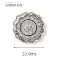 Medium size 20.5cm grey glass fruit plate with water ripple texture and gold rim - Medium / Transparent Coffee