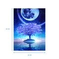 Framed diamond painting featuring a blue night sky, moon, and glowing tree 40x30cm - FGK-03 (Starry Large Moon) / 30x40cm (With Frame)