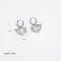 Detailed view of silver heart and saturn earrings with rhinestones measuring 2.3cm - Silver Star Heart Planet Style (A0216F-Silver Star Heart)