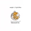 Detail shot of 18mm silver round pendant with golden rose relief, weighing 2.7g - Rose Relief Round (Style 19)