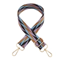 Detail of adjustable geometric patterned woven strap with gold metal lobster clasps - Purple Blue Yellow Coffee Silver Buckle