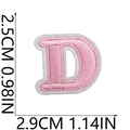 Pink embroidered letter D patch with white border for clothing and bags, 2.5cm height - D (Pink)
