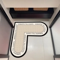 L-shaped bathroom mat in beige with black polka dots and romantic typography - 70*70cm / Romantic Polka Dot (Style J)