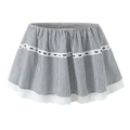 Mini-jupe à rayures bleues et blanches avec bordure en dentelle et ruban décoratif - S / Jupe Grise