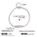 Silbernes Edelstahl-Tennisarmband mit weißem Zirkon und rechteckigem Pavé-Detail - Silber Pave Rechteck Tennis Kette