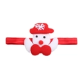 Dettaglio fascia natalizia per bambini con pupazzo di neve in peluche su nastro rosso - Stile Pupazzo di Neve D