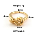 Minimalistischer vergoldeter Edelstahl Knotenring, Gewicht 7g, Modell R5336 Gold-Finish - US 6 / Knoten-Stil / Gold